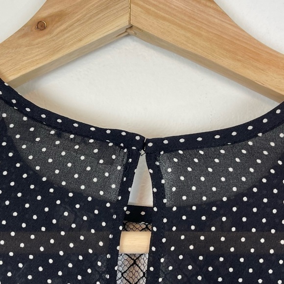 A.L.C. Jerry Silk Long Sleeve Lace Panel Blouse | Polka Dot Print Chiffo… - Picture 7 of 9